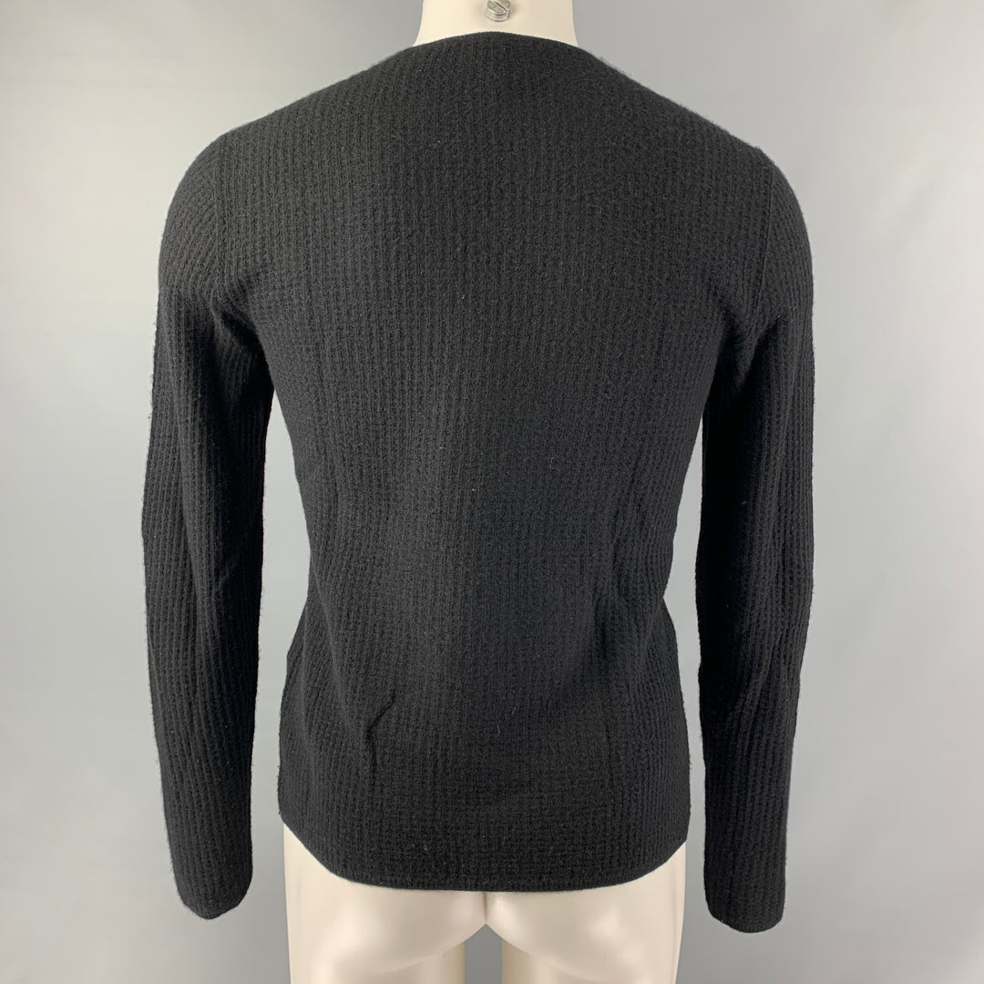 JOHN VARVATOS Talla S Jersey negro de lana y cachemir con cuello de pico