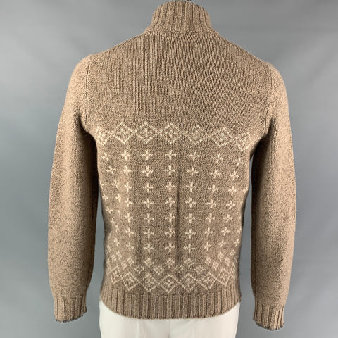 BRUNELLO CUCINELLI Size 42 Oatmeal Fairisle Cashmere Buttoned Jacket