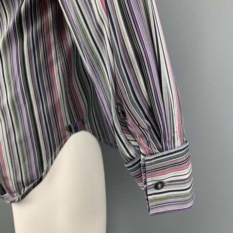 PS by PAUL SMITH Size S Gray & Black Stripe Cotton French Cuff Long Sleeve Shirt