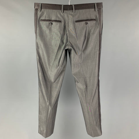 DOLCE & GABBANA Size 32 Grey Wool Silk Tuxedo Dress Pants