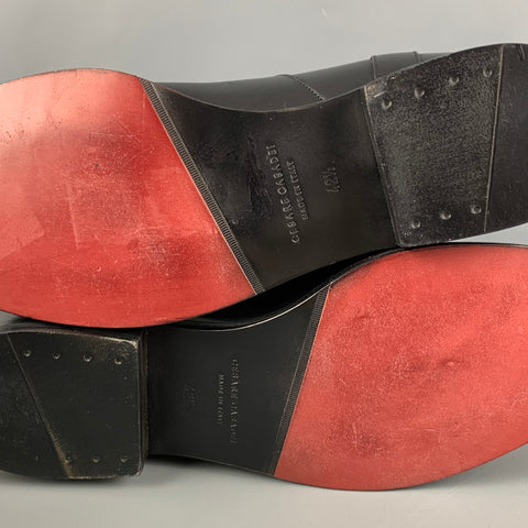 CASADEI Taille 9,5 Bottes à enfiler en cuir clouté noir et argent