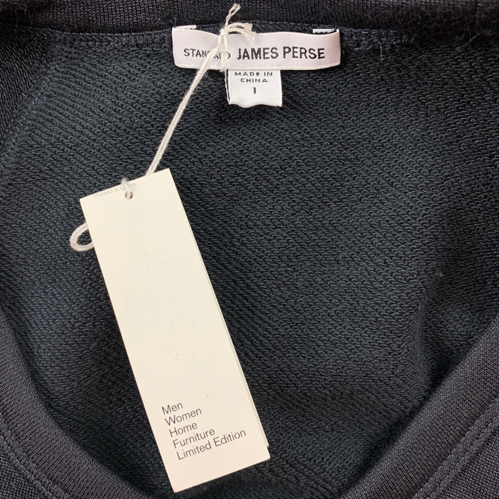 JAMES PERSE Talla S Camiseta de manga corta con cuello redondo en mezcla de algodón color carbón