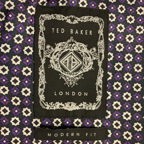 TED BAKER Size 40 Plaid Wool Buttoned Green Blue Vest