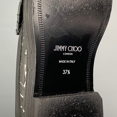 Colección JIMMY CHOO x Eric Haze seleccionada por Poggy Talla 7.5 Mocasines de algodón revestidos en blanco y negro