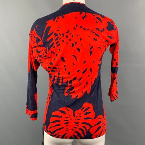 VIVIENNE WESTWOOD ANGLOMANIA Size M Navy / Red Leafs Asymmetrical T-Shirt