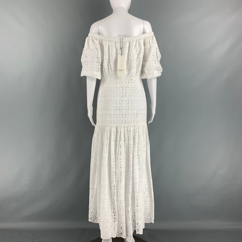 VERONICA BEARD Size 4 White Cotton Eyelet Short Sleeve Long Dress