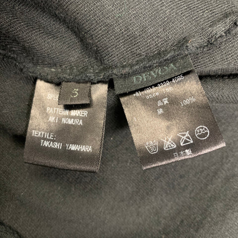 DEVOA Talla L Camisa de manga larga de algodón liso negro con borde crudo