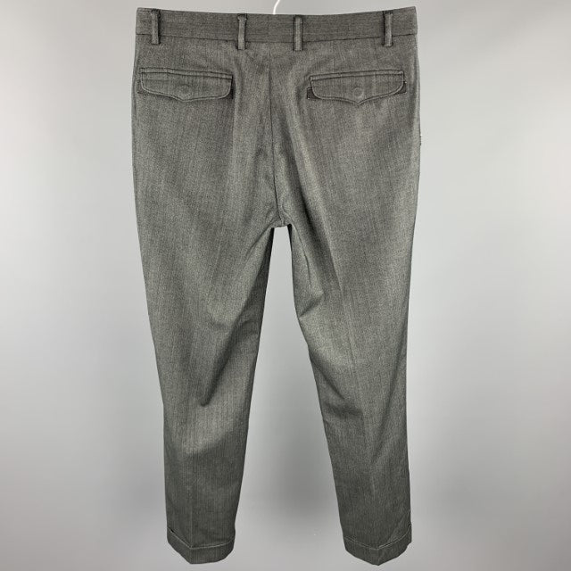 JOHN VARVATOS Size 30 Dark Gray Herringbone Cotton Blend Zip Fly Dress Pants