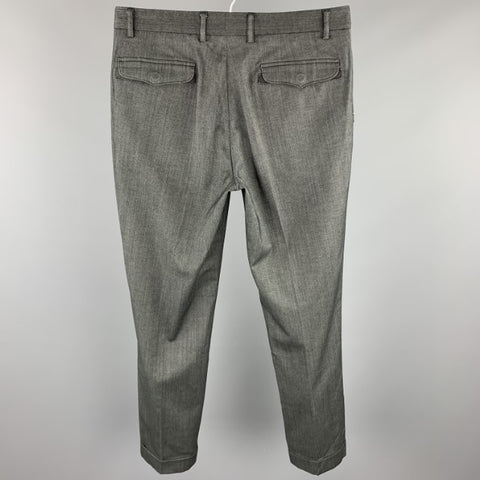 JOHN VARVATOS Size 30 Dark Gray Herringbone Cotton Blend Zip Fly Dress Pants