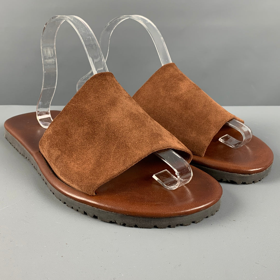 BLOOMINGDALE'S Size 9 Brown Suede Slip On Sandals
