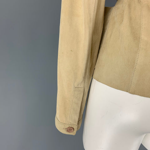 MIU MIU Size 4 Beige Suede Belted Jacket