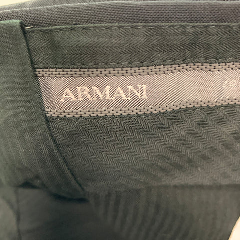 ARMANI COLLEZIONI Size 34 Black Solid Wool Blend Tuxedo Dress Pants