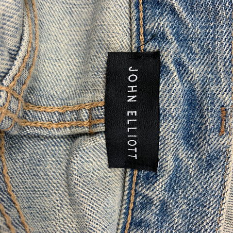 JOHN ELLIOTT Size 33 Blue Wash Denim Button Fly Jeans