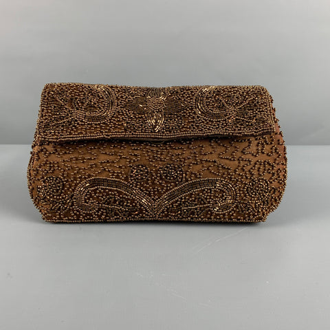 WALBORG Brown Copper Beaded Clutch Bags