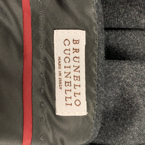 BRUNELLO CUCINELLI Size 38 Gray Black Wool Blend Tuxedo Suit