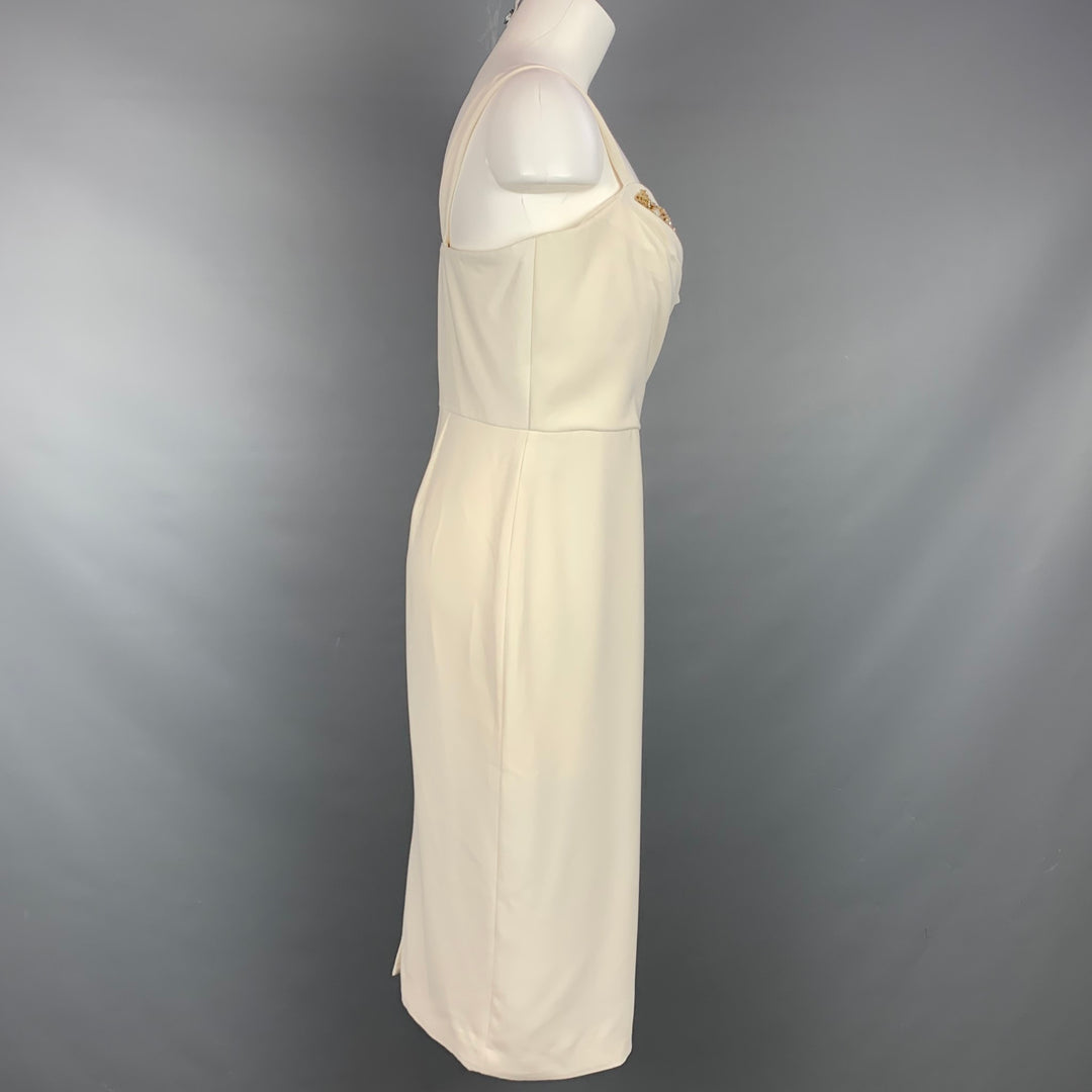 MARCHESA NOTTE Size 12 Cream Polyester / Viscose Embellishment Cocktail Dress