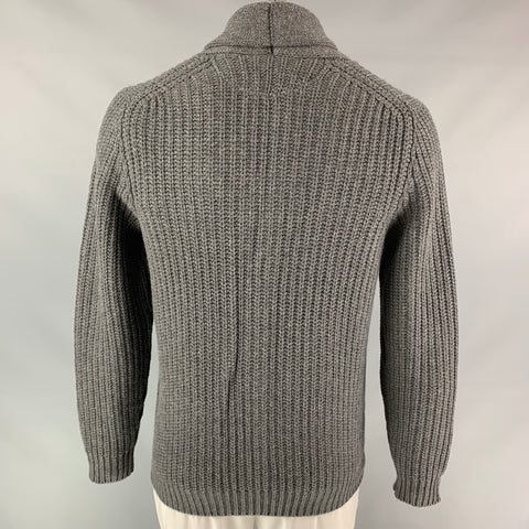 BRUNELLO CUCINELLI Size 42 Dark Gray Knitted Cashmere Shawl Collar Jacket