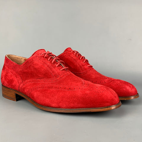 FLORSHEIM par DUCKIE BROWN Taille 13 Chaussures à lacets en cuir perforé rouge Wingtip