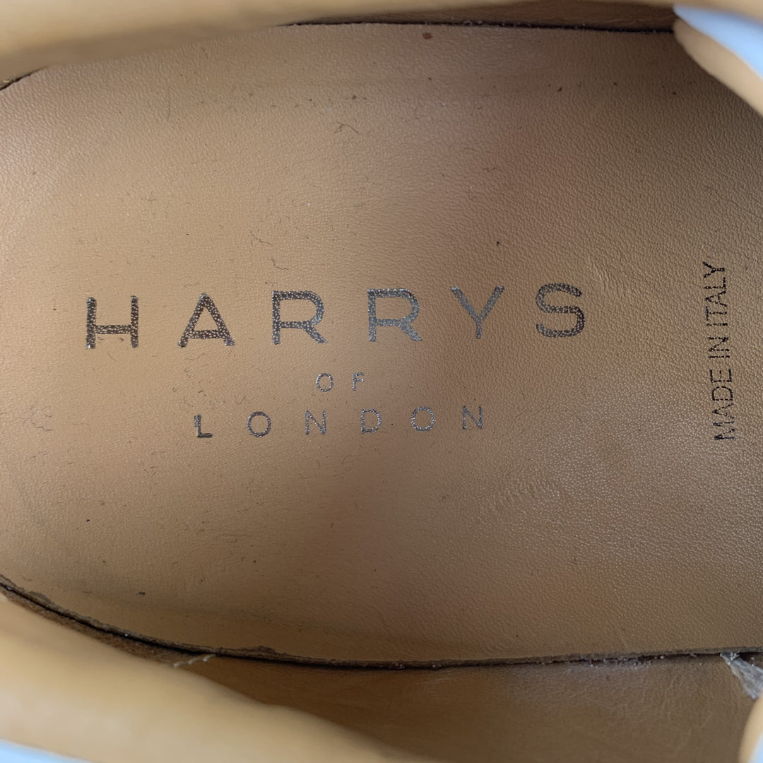 HARRYS OF LONDON Zapatillas deportivas con ribete de ante de cuero blanco talla 7