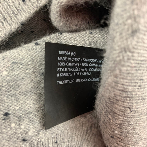 THEORY Size M Grey Black Knitted Cashmere Crew-Neck Pullover
