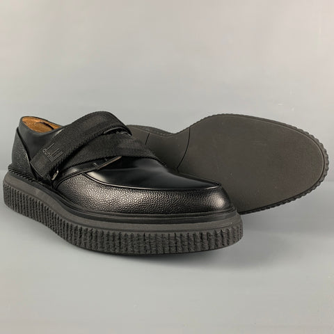 DUNHILL Size 9 Black Leather Creeper Lace Up Shoes