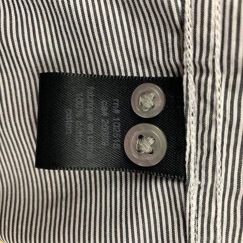 JOHN VARVATOS Size M Black White Stripe Cotton Button Up Long Sleeve Shirt