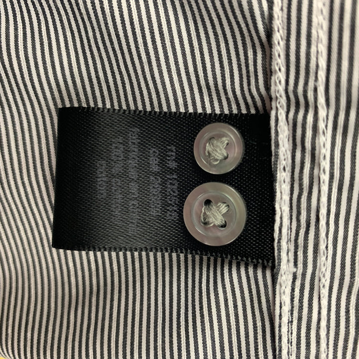 JOHN VARVATOS Taille M Chemise à manches longues boutonnée en coton à rayures blanches noires