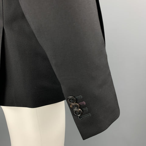 PAUL SMITH Taille 42 Manteau de sport court à revers cranté en laine noire unie