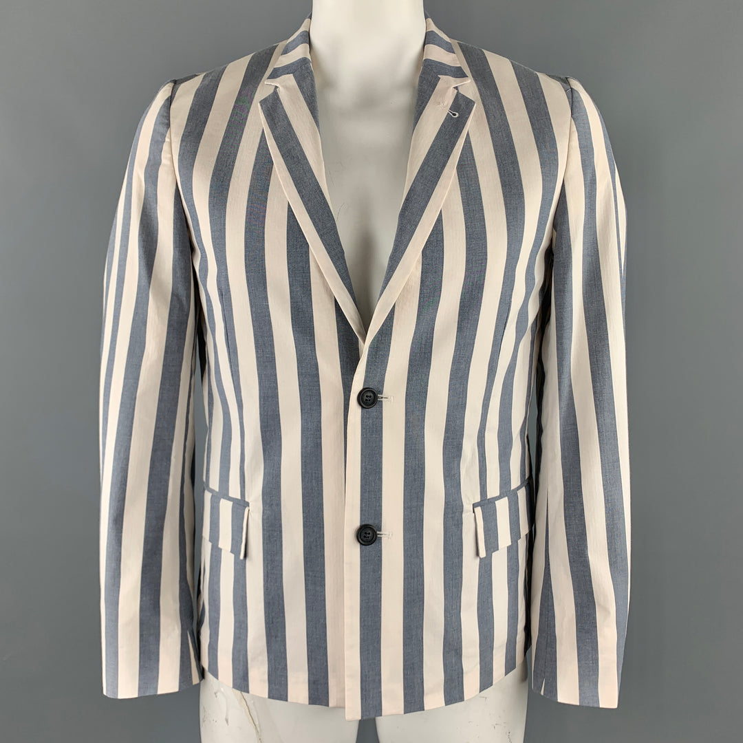 HENTSCH MAN Pecho 40 Abrigo deportivo con doble botonadura en mezcla de algodón con rayas verticales azules y blancas