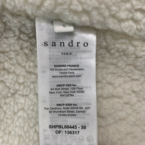 SANDRO Size S Yellow Brown Checkered Wool Worker Jacket