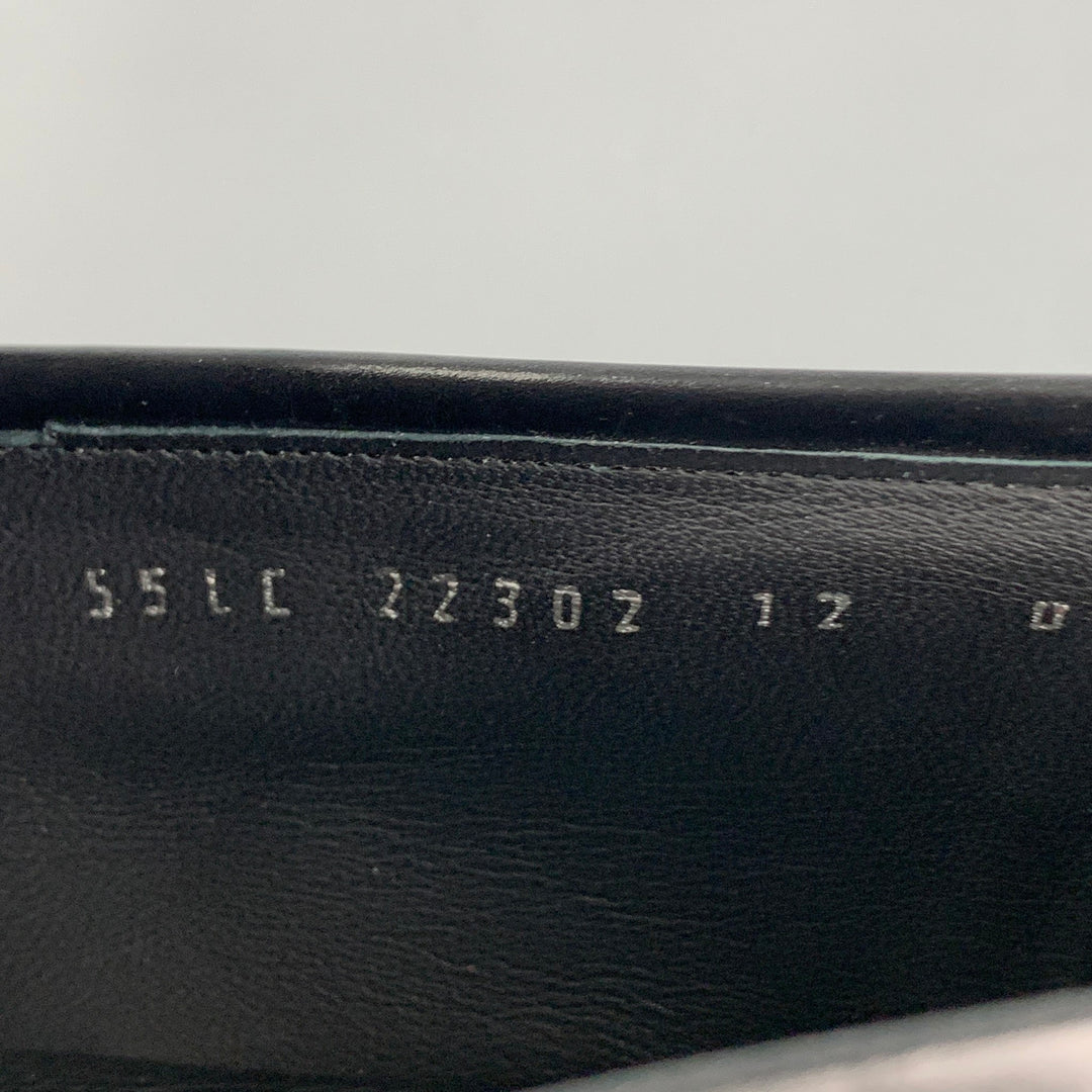 SALVATORE FERRAGAMO Size 12 Black Velvet Leather Trim Lapo Loafers