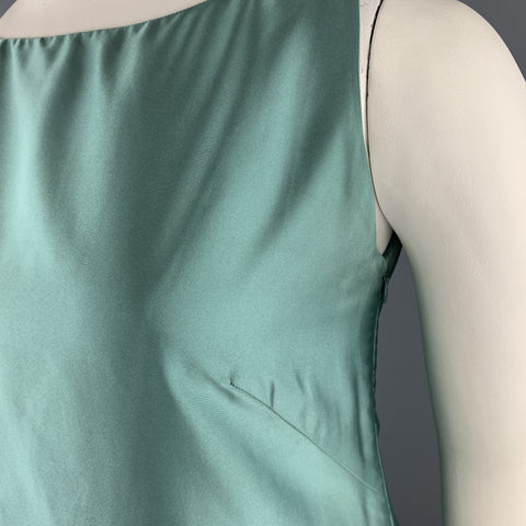MOSCHINO Size 10 Aqua Teal Silk Blend Satin Ruffle Dress