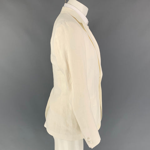 BILLY REID Size 36 Regular Off White Hemp Peak Lapel Sport Coat