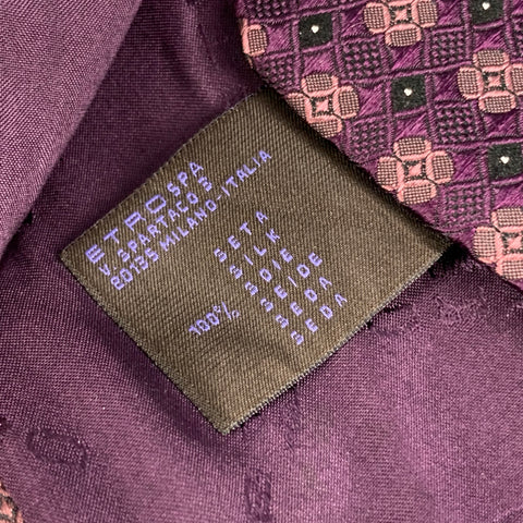 Corbata de seda con lunares beige morado de ETRO