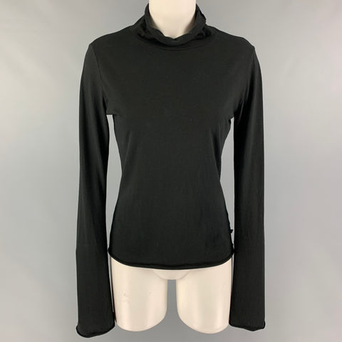 JAMES PERSE Size 2 Black Cotton Turtleneck Casual Top