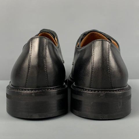 BARNEYS NEW YORK Size 12 Black Leather Cap Toe Lace Up Shoes