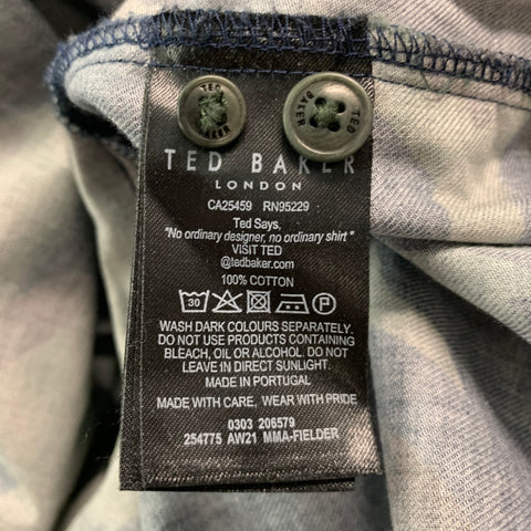 TED BAKER Size M Green Navy Camo Cotton One Pocket Long Sleeve Shirt