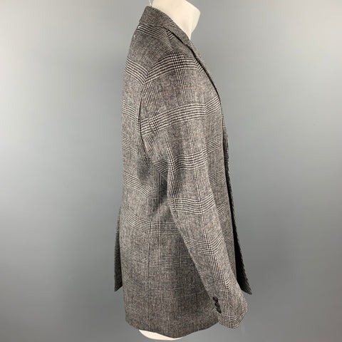 MAISON MARGIELA Size L Grey & Black Glenplaid Wool Notch Lapel Coat