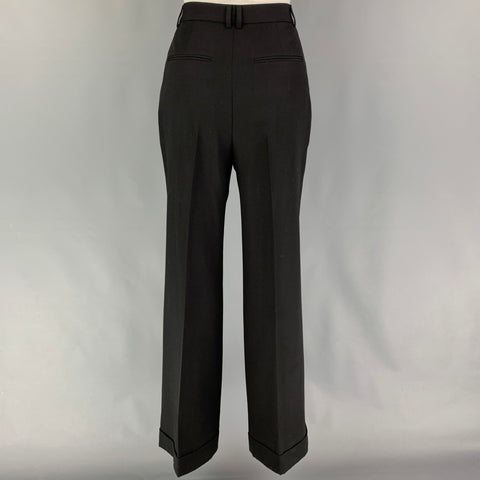 SAINT LAURENT Size 4 Black Wool Pleated High Waisted Dress Pants