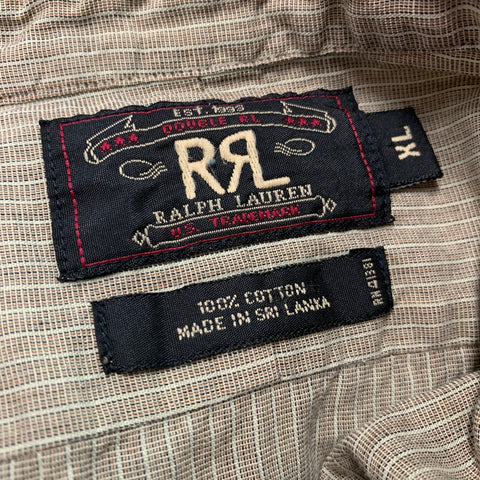 RRL by RALPH LAUREN Size XL Beige Stripe Cotton Long Sleeve Shirt
