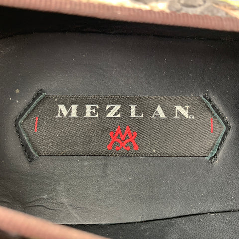 MEZLAN Size 8 Olive & Brown Brocade Velvet Slip On Loafers