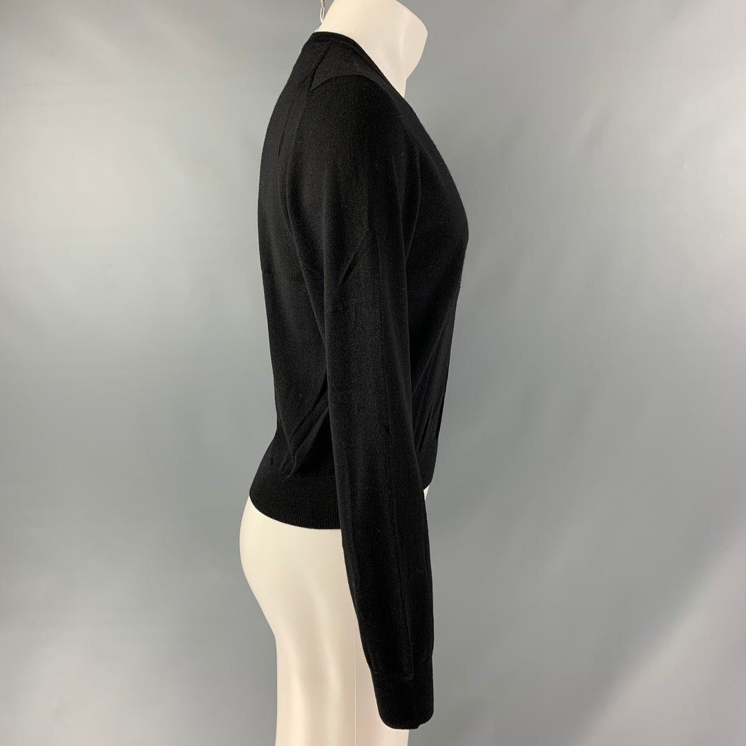 DOLCE & GABBANA Size S Black Knitted Wool V-Neck Pullover