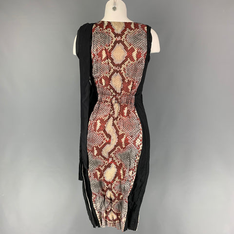 PRADA SS 09 Size 4 Burgundy Black Snake Skin Print Dress