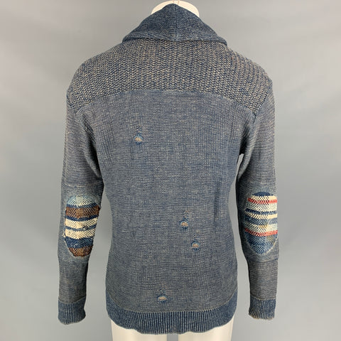 KAPITAL Size M Indigo Knitted Cotton Shawl Collar Jacket