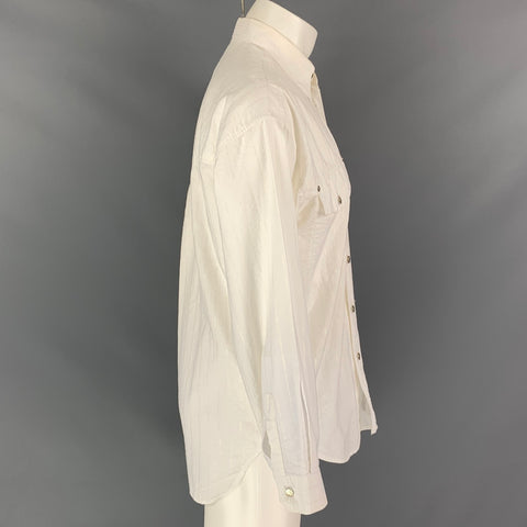 Vintage VERSACE JEANS COUTURE Size M White Stripe Cotton Blend Long Sleeve Shirt