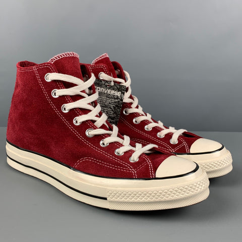 CONVERSE Size 9.5 Burgundy Suede High Top Sneakers