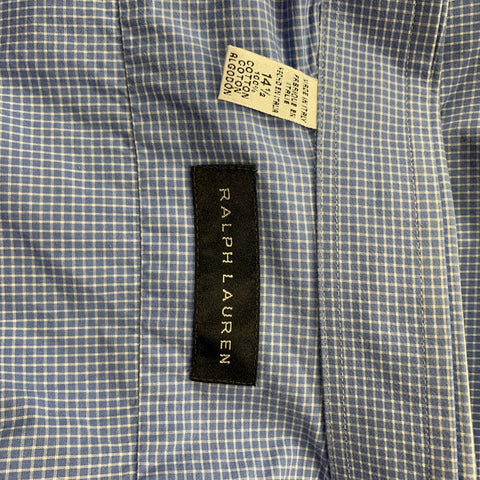 RALPH LAUREN Black Label Size S Blue Window Pane Cotton Button Up Long Sleeve Shirt