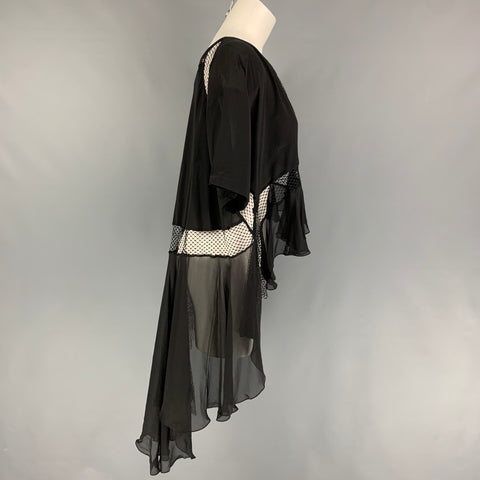 FAITH CONNEXION Size XS Black Silk Mixed Fabrics Asymmetrical Dress Top