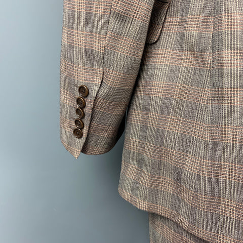PAUL SMITH Size 40 Taupe Glenplaid Wool Notch Lapel Suit