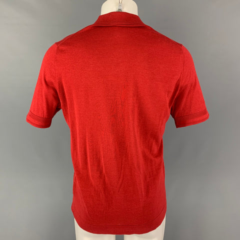 LAB by PAL ZILERI Size M Red Cotton Short Sleeve Polo